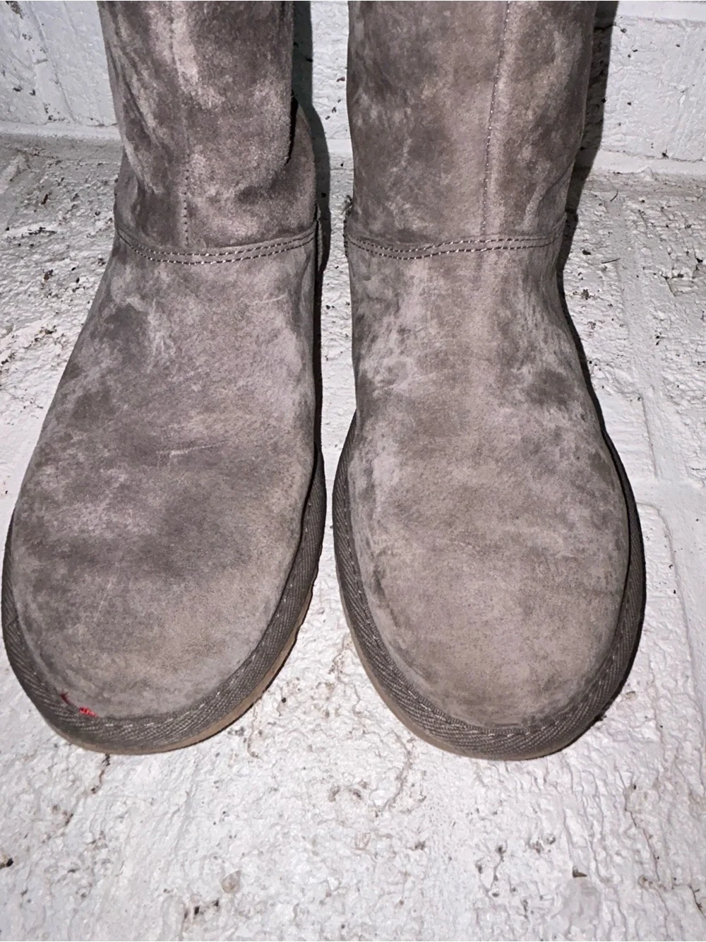 Ugg Tasman Rear Lace Up Boots Gray Suede Shearling Lined Size 7